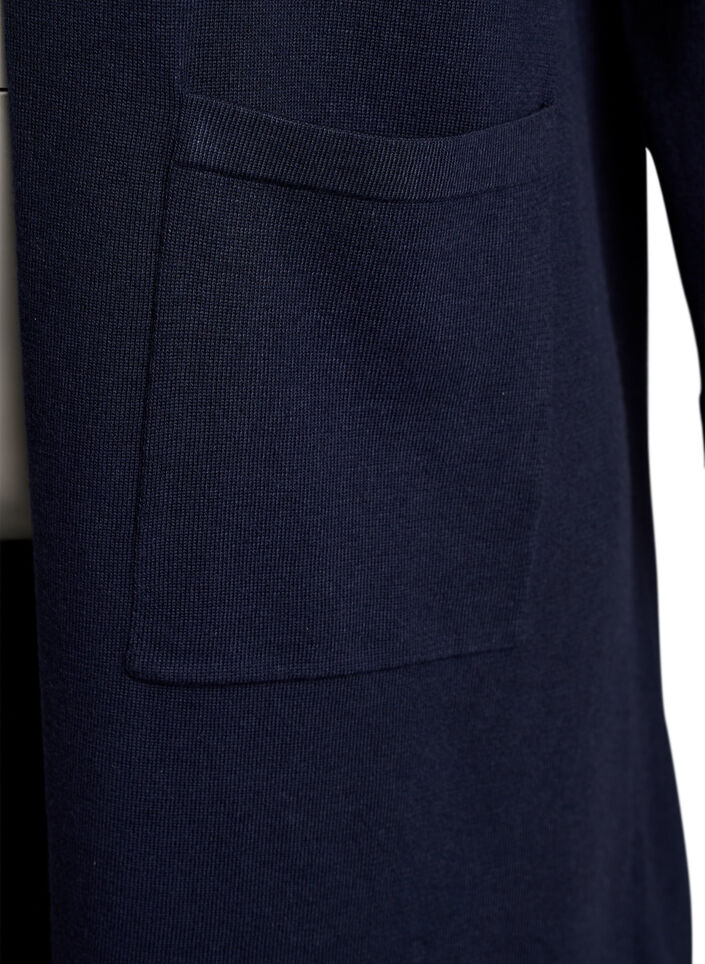 Lang, &aring;pen cardigan med lommer, Bl&aring;, Packshot image number 2