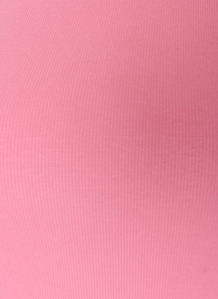 Ribbet topp i bomull med h&oslash;y hals, Rosa, Packshot image number 2