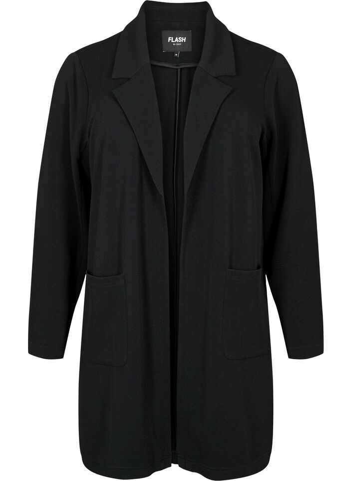 Lang blazer med lommer, Svart, Packshot image number 0