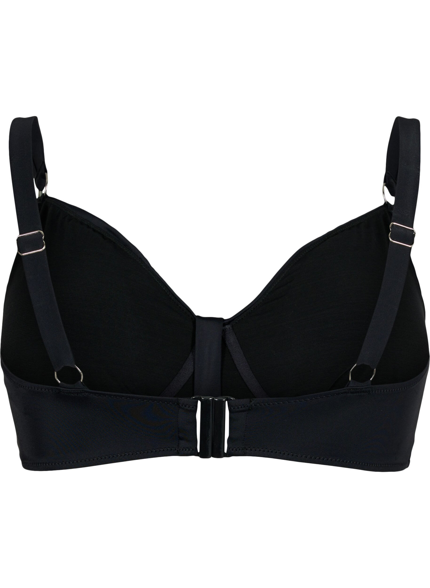 ZizziBikinioverdel med spiler og drapering, Svart, Packshot image number 1