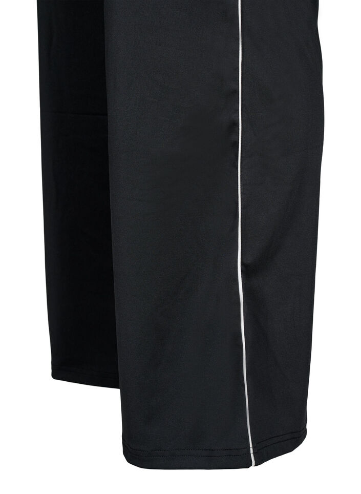 Flared treningsbukser med kontrastkanting, Svart, Packshot image number 3