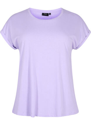 Kortermet T-skjorte i bomullsblanding, Lavender, Packshot image number 0
