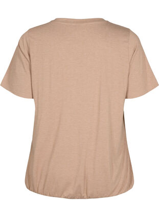 Melert T-skjorte med strikkant, Natural Mél, Packshot image number 1