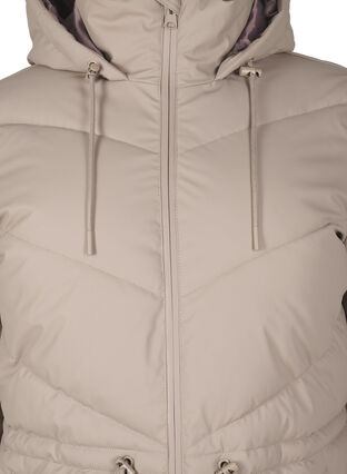 Zizzi Vannavstøtende pufferjakke med hette, Beige, Packshot image number 2