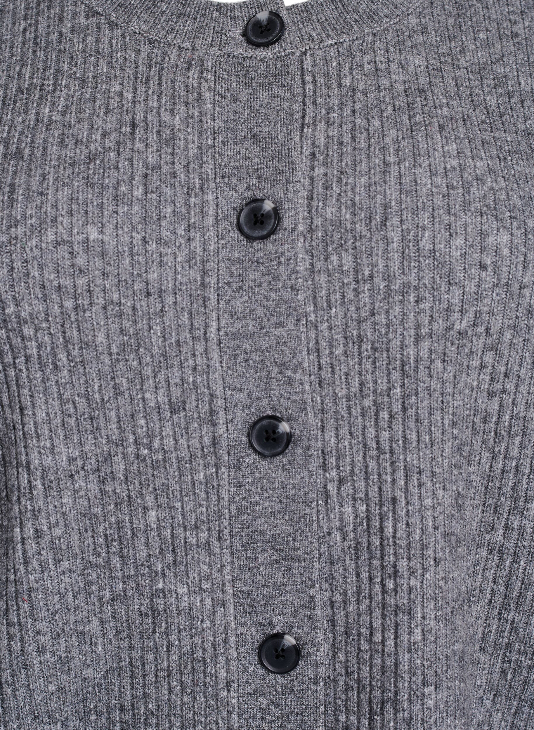 ZizziRibbestrikket cardigan med knapper, Gr&aring;, Packshot image number 2