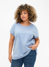 Melert T-skjorte med korte ermer, Moonlight Blue Mel. , Model