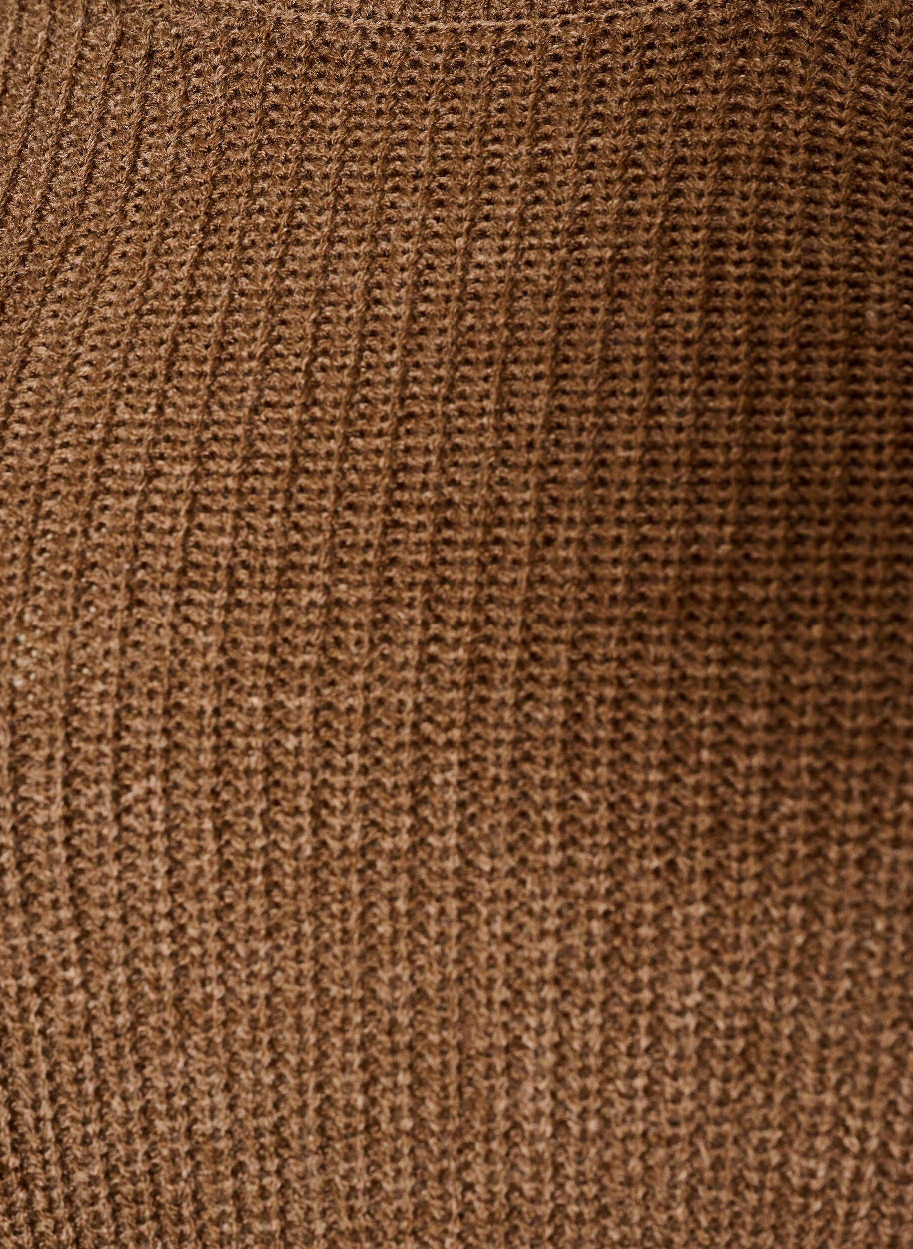 ZizziStrikket bluse med ribbestruktur og knappdetaljer, Brun, Packshot image number 2