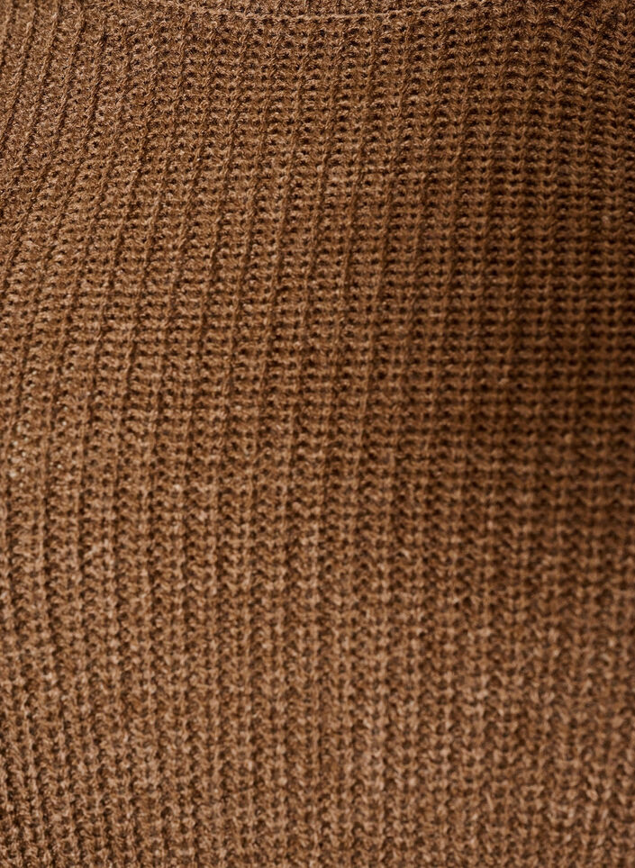 Strikket bluse med ribbestruktur og knappdetaljer, Brun, Packshot image number 2