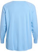 Strikkebluse med rund hals og strikket m&oslash;nster, Bl&aring;, Packshot image number 1