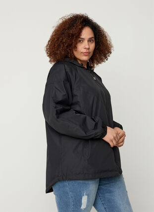 Kort jakke med glidelås og hette, Black, Model image number 0