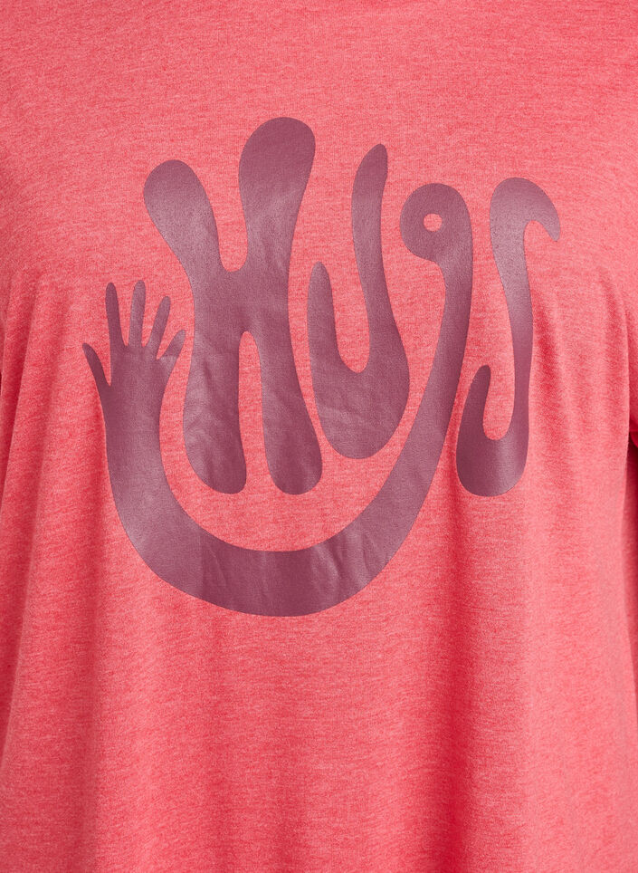 Kortermet nattkjole med teksttrykk, R&oslash;d, Packshot image number 2