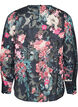 Bluse med blomstertrykk og vevd tekstur, Svart, Packshot image number 1