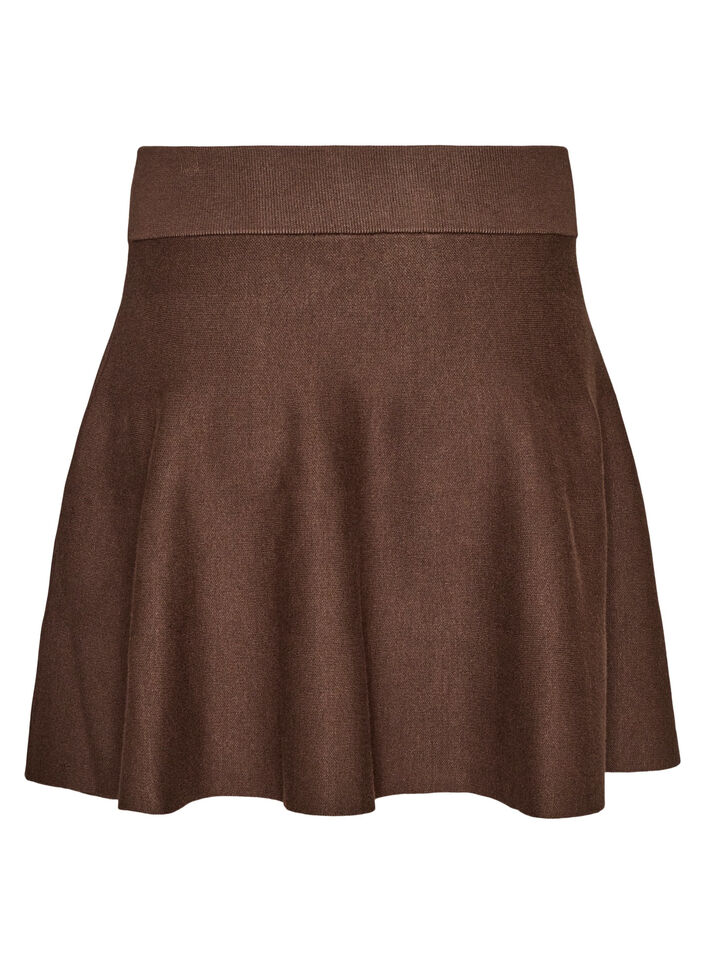 Kort strikket A-linjeformet skj&oslash;rt, Brun, Packshot image number 1