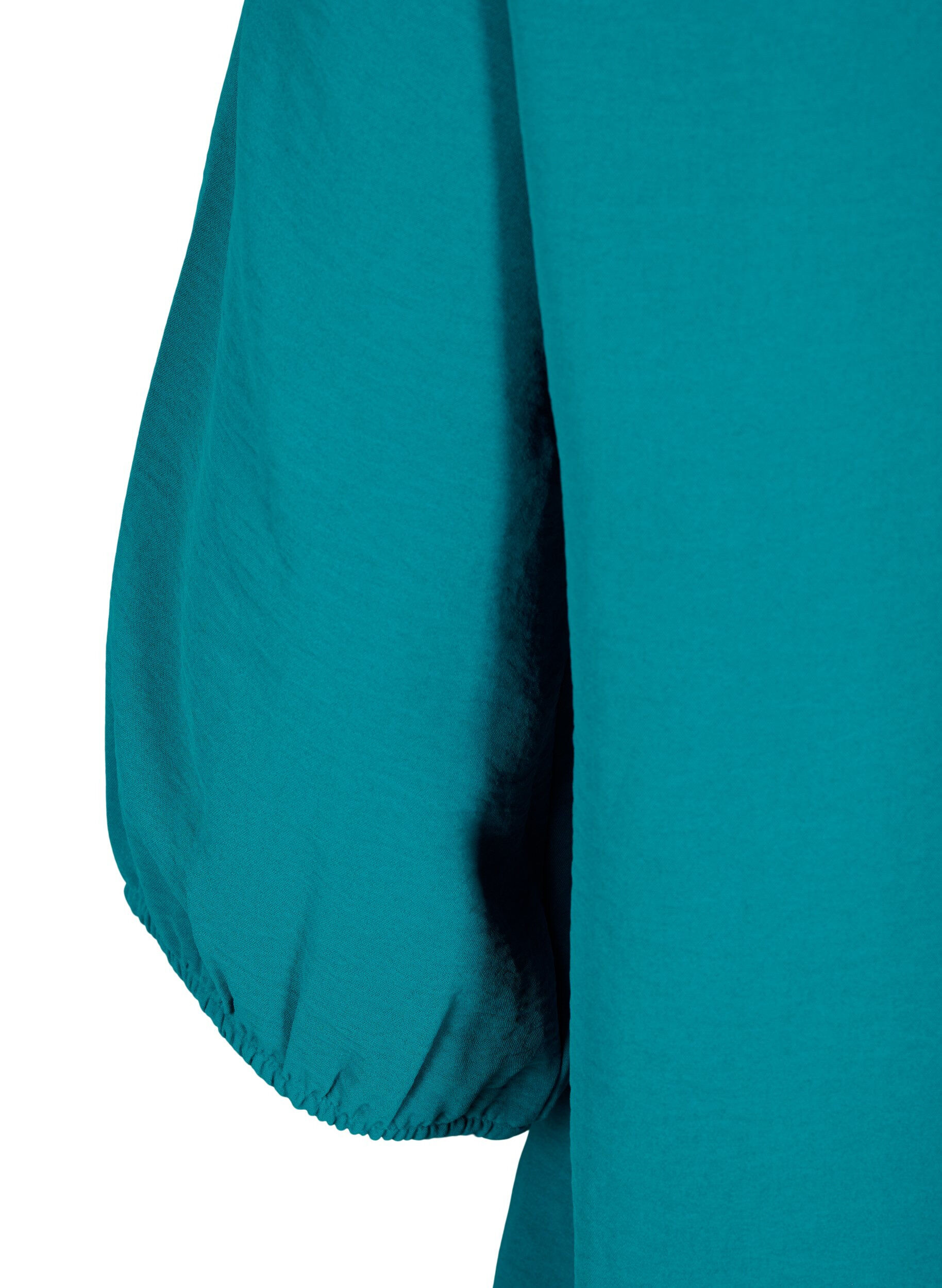 Zizzi Bluse med smock og 3/4-ermer, Deep Lake, Packshot image number 3