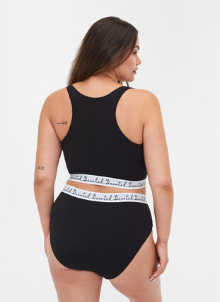BH med en rund hals i bomull, Black, Model image number 1