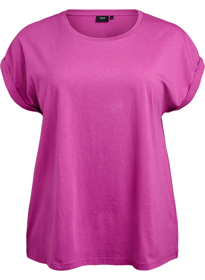 Kortermet t-skjorte i bomullsblanding, Lilla, Packshot image number 0