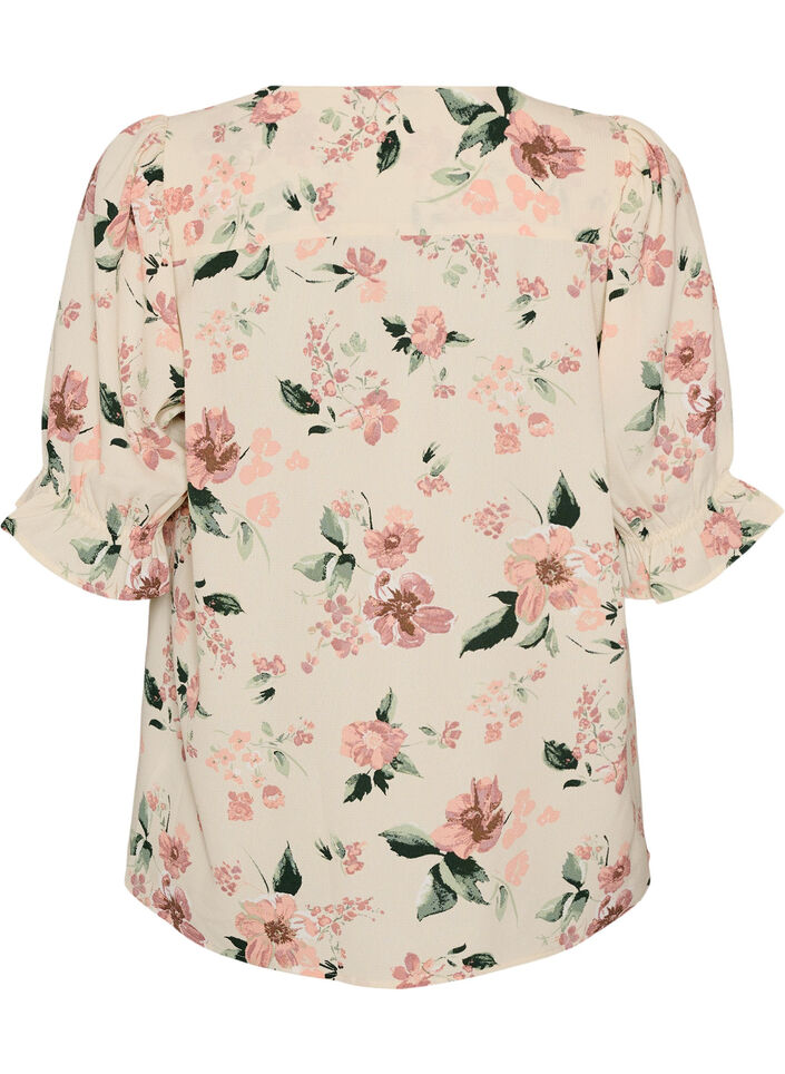 Skjortebluse med 1/2 ermer, Rosa, Packshot image number 1