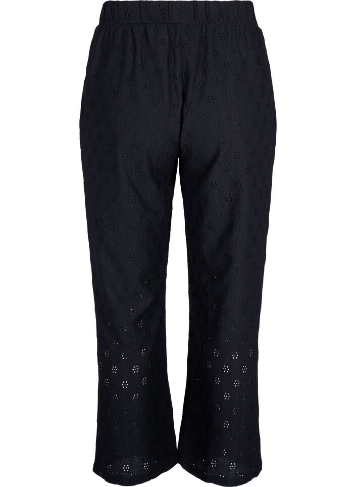 Ledige bukser med hullmønster, Black, Packshot image number 1