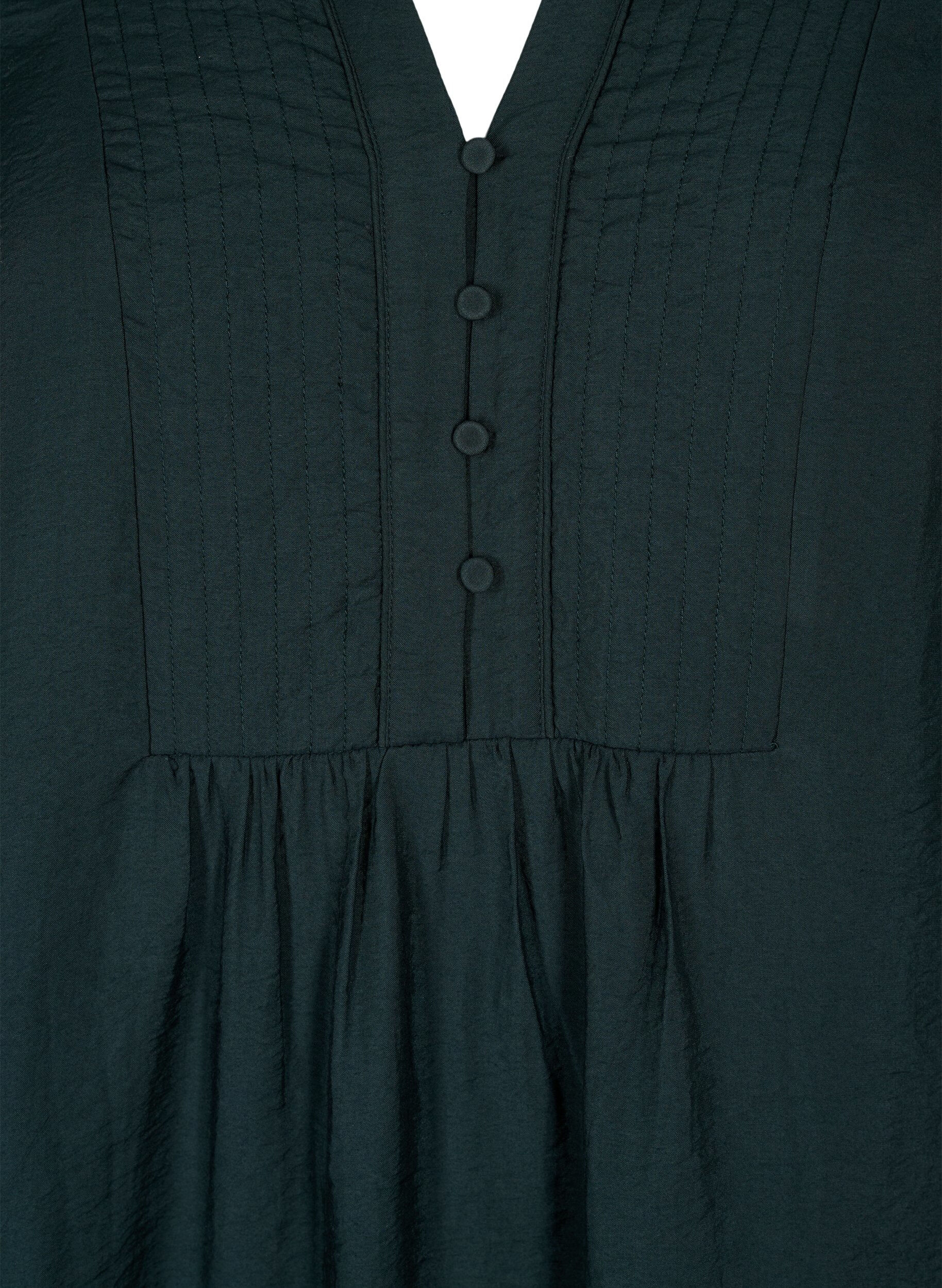 Zizzi Kort kjole med s&oslash;mmer og knapper, Scarab, Packshot image number 2