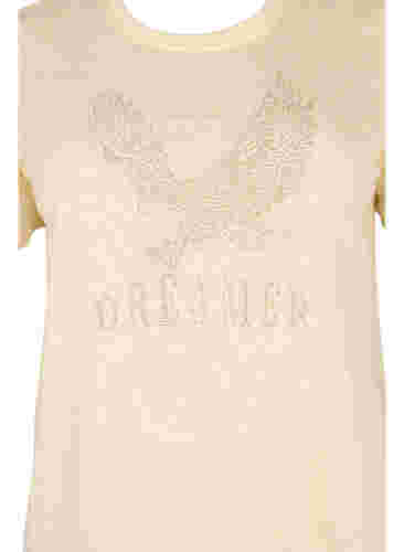 T-skjorte med nagler og rund hals, Buttercream, Packshot image number 2