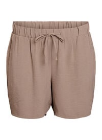 Shorts med lommer og elastisk linning, Brun Shorts med lommer og elastisk linning