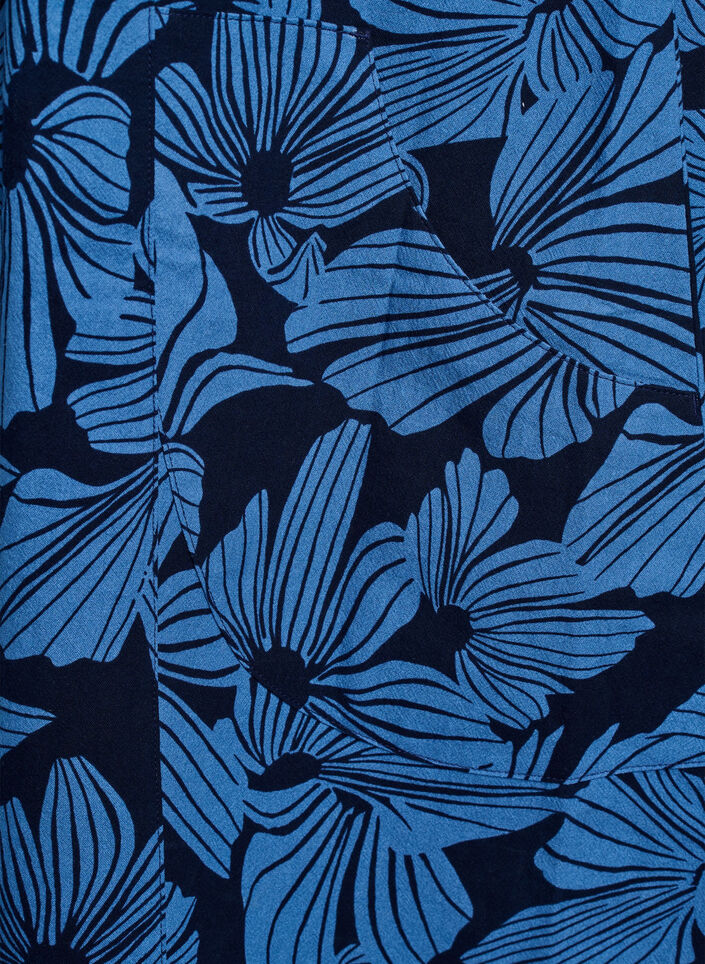 Kort A-linje kjole med blomstertrykk, Bl&aring;, Packshot image number 3
