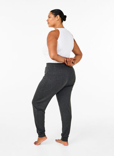 Zizzi Jerseybukse med høy midje, Dark Grey Melange, Model image number 1