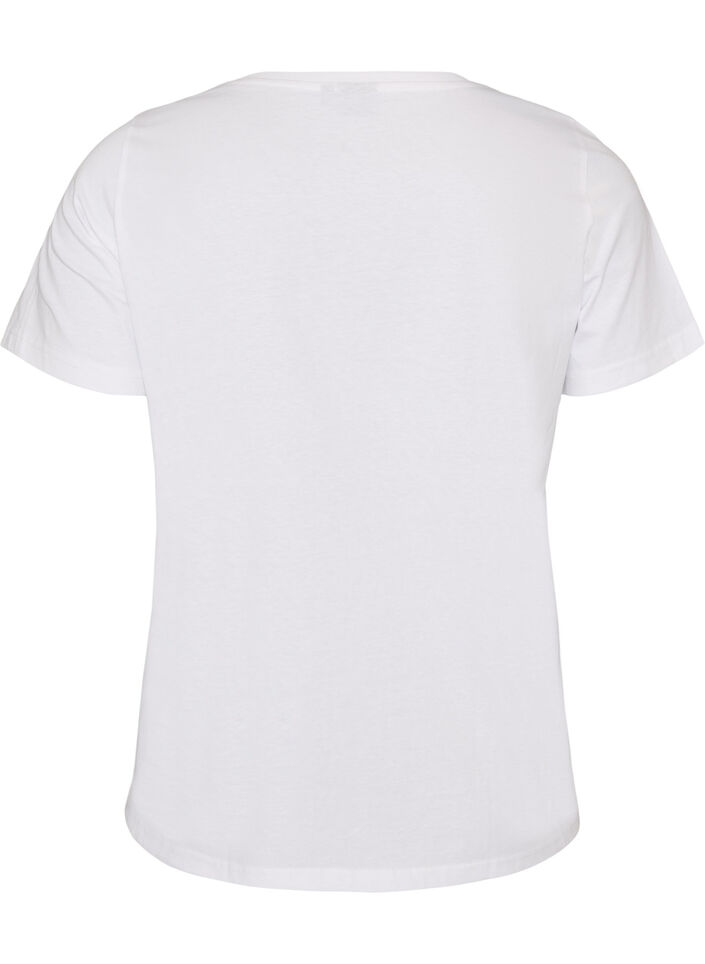 Bomulls T-skjorte med trykk foran, Hvit, Packshot image number 1