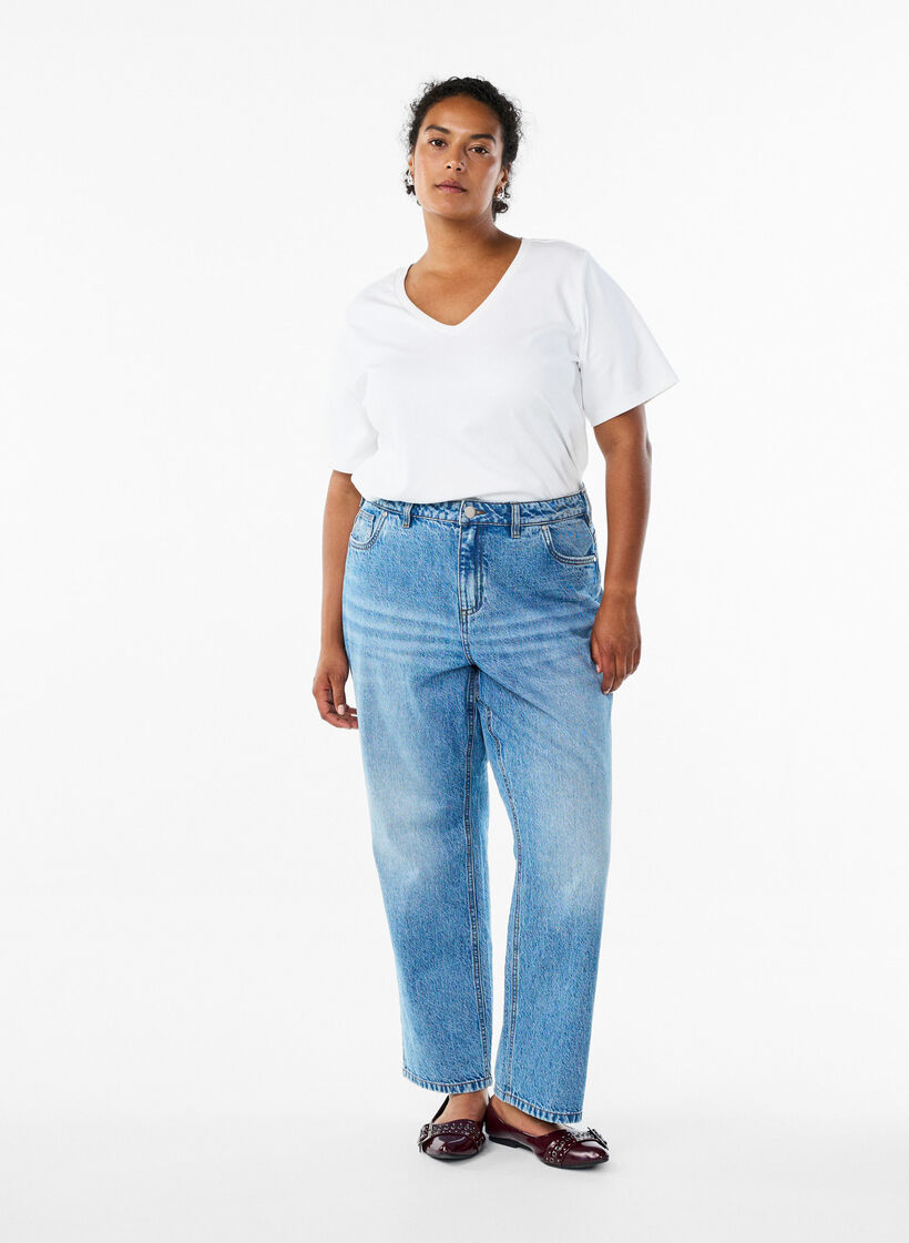 Jeans med straight fit og høy midje, L.B.Denim, Model