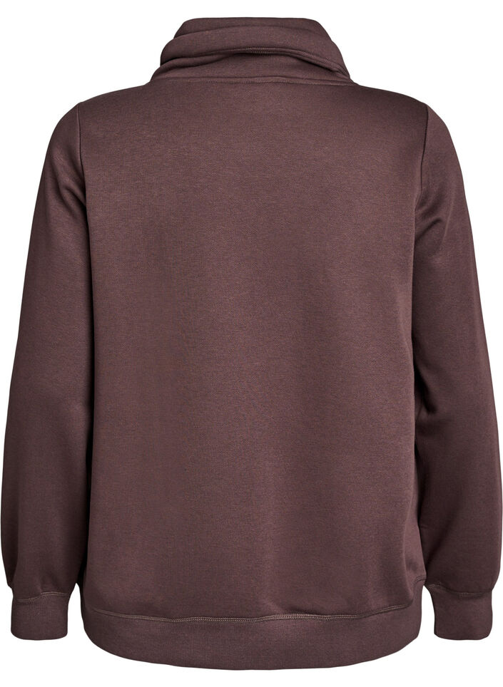 Genser med h&oslash;y hals og lommer, Brun, Packshot image number 1