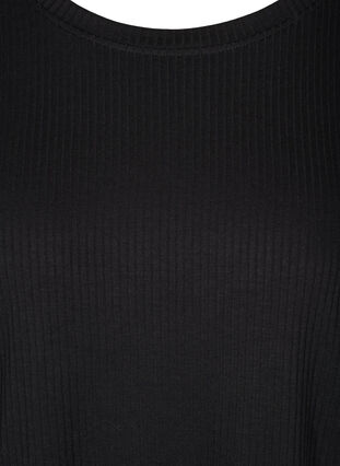 Bluse med knyting i ribbet struktur, Black, Packshot image number 2