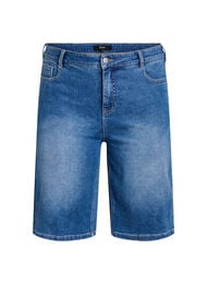 Høy midje denim Bermuda shorts, Light Blue Denim