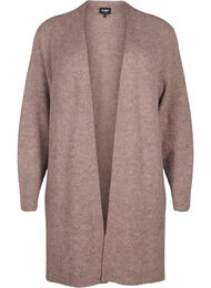 FLASH - Ribbestrikket cardigan med splitter, Brown Lentil Melange