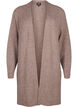 FLASH - Ribbestrikket cardigan med splitter, Brown Lentil Melange, Packshot image number 0