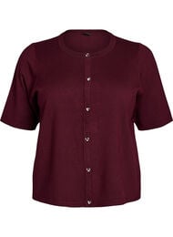 Strikket cardigan med hjerteknapper og korte ermer, R&oslash;d