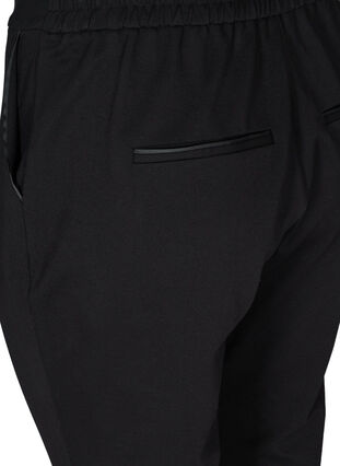 Cropped ensfargede bukser, Black, Packshot image number 3