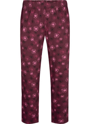 Zizzi Bomull Pyjamas bukser med utskrift, Mørk Bordeaux, Packshot image number 0