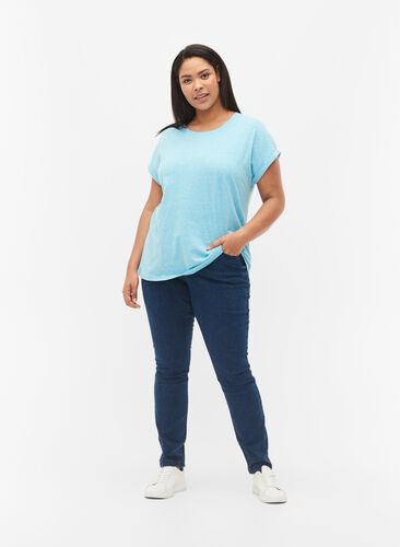 Melert T-skjorte med korte ermer, Blue Atoll Mél, Model image number 2