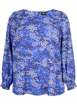FLASH - Bluse med lange ermer og trykk	, Dazzling Blue AOP, Packshot image number 0