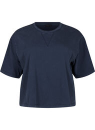 Boxy T-skjorte i organisk bomull, Navy Washed