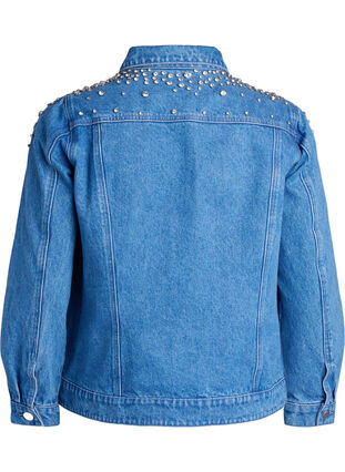Zizzi Denimjakke med rhinesteiner, Blå, Packshot image number 1