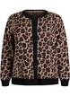 Cardigan med leopardmønster og kontrastkant, Svart, Packshot image number 0