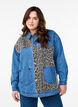 Denimskjorte med leopardmønstrede detaljer, Blå, Model image number 0