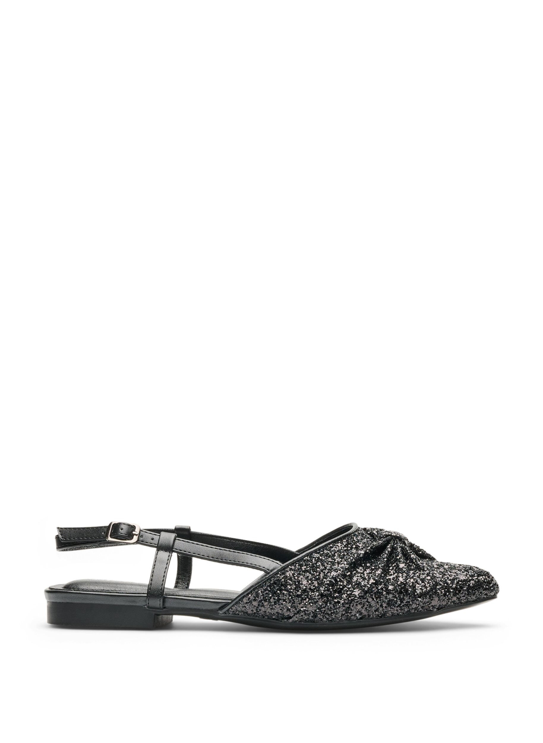 Extra Wide Fit - Glitrende slingback med sl&oslash;yfedetalj