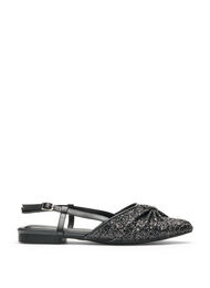 Glitrende slingback med sl&oslash;yfedetalj, Svart