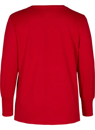 Langermet genser med knappedetaljer, Tango Red, Packshot image number 1