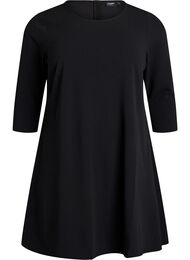 FLASH - Kort A-linje kjole med 3/4 ermer, Black