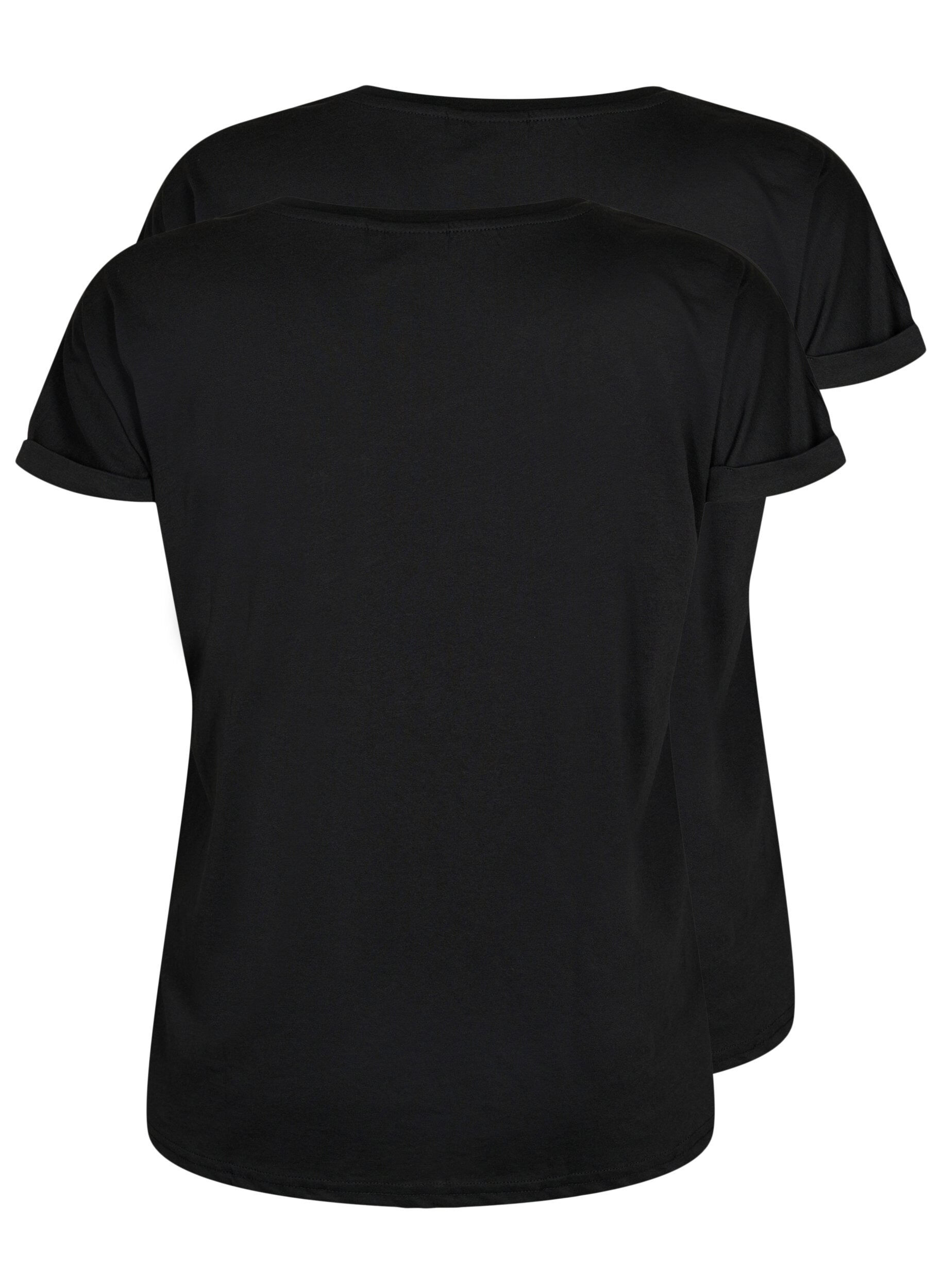 ZizziKortermet T-skjorte, 2 stk., Svart, Packshot image number 1