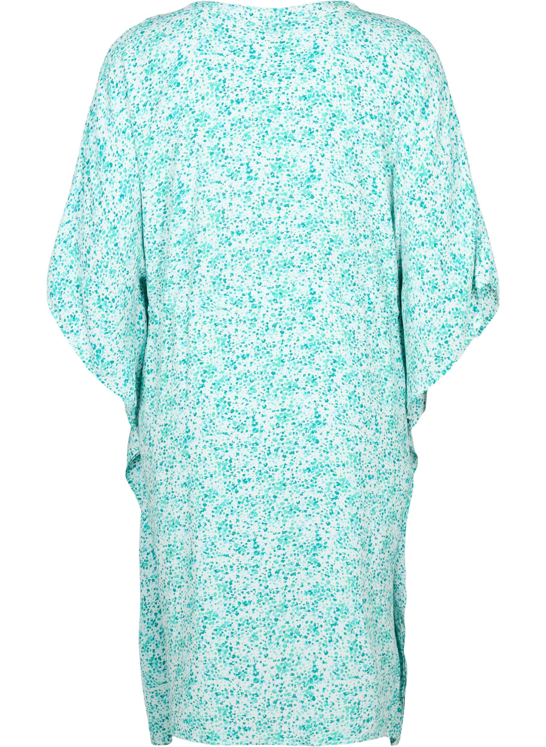 Zizzi Kaftan i viskose med print, Green Dot, Packshot image number 1