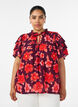 Bluse i viskose med blomstermotiv og volangermer, Lilla, Model image number 0